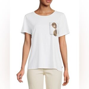 KARL LAGERFELD PARIS Sunglass Pocket T Shirt, White, XL